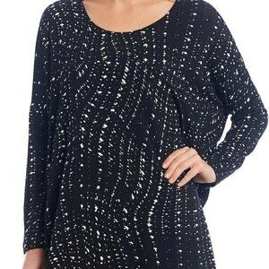 NWOT Bryn Walker Ruched Inman Tunic Top Black Stars Size 1X